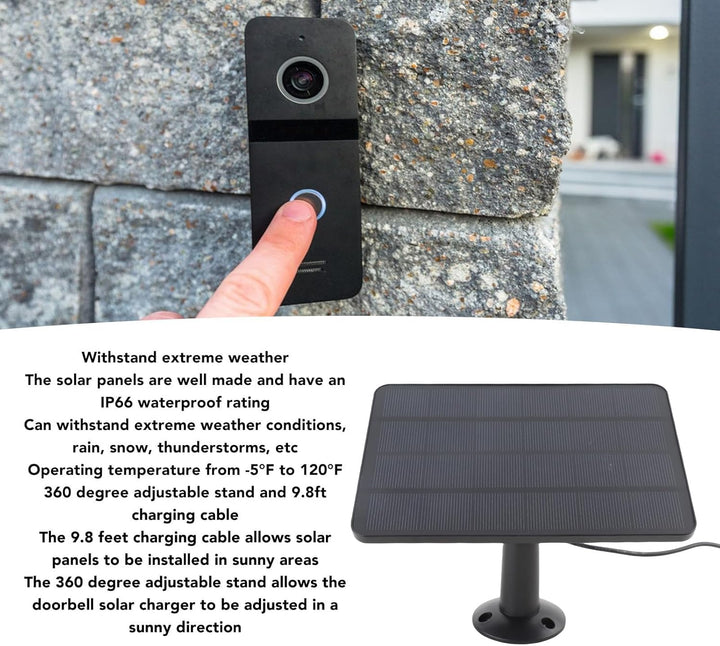 10 W Solarpanel Ladegerät für Nest/Eufy Doorbell 2K Kamera, Ring Video Doorbell 2, Video Doorbell 3+