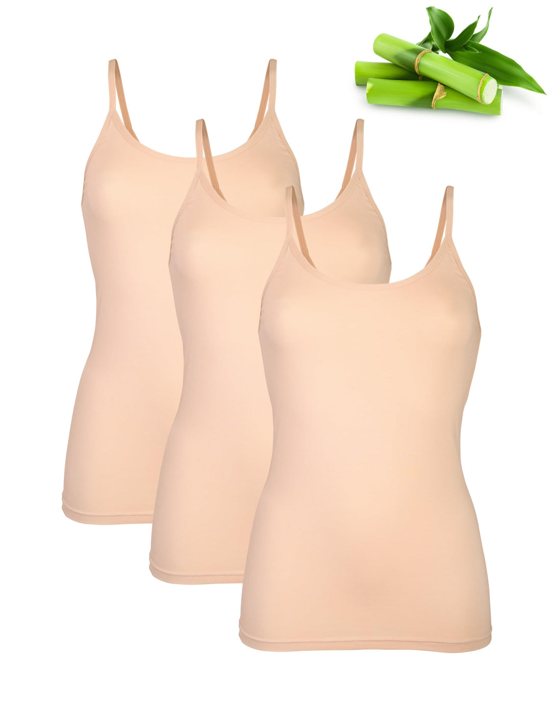 Basic Treasure 3er-Pack Unterhemden Damen, Spaghettiträger Top Damen, Premium Bambus Unterhemd Damen