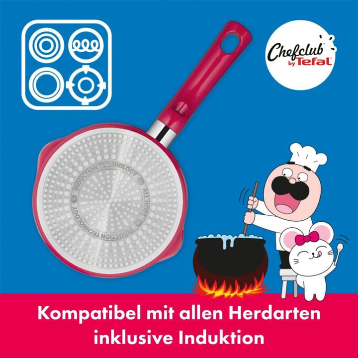 Tefal G80622 Chefclub Stielkasserolle 16 cm + Glasdeckel | Titanium Antihaftversiegelung | Thermo-Si