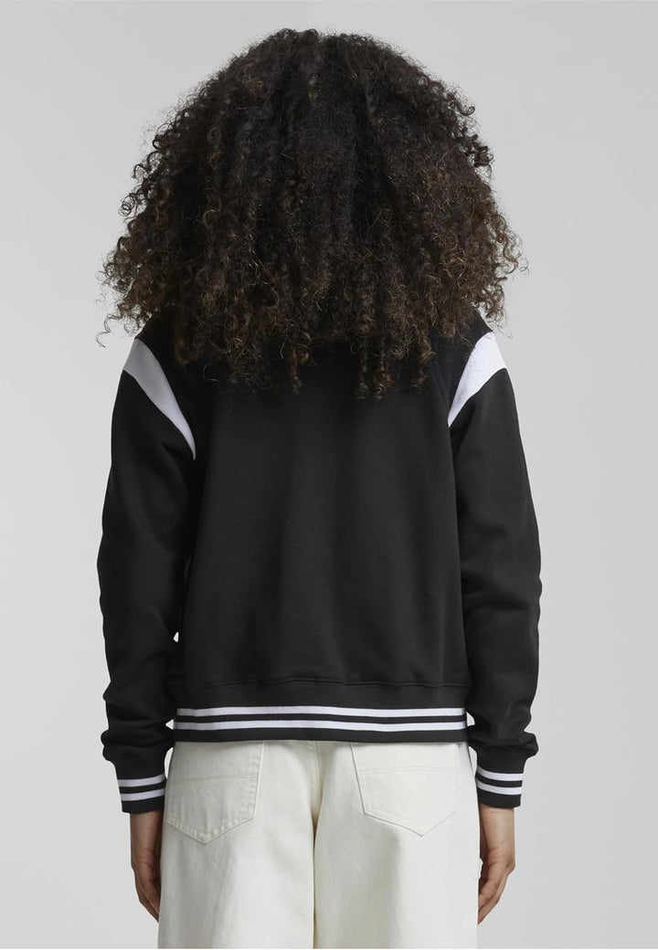 Urban Classics Damen Ladies Inset College Sweat Jacket XS Blk/Wht, XS Blk/Wht