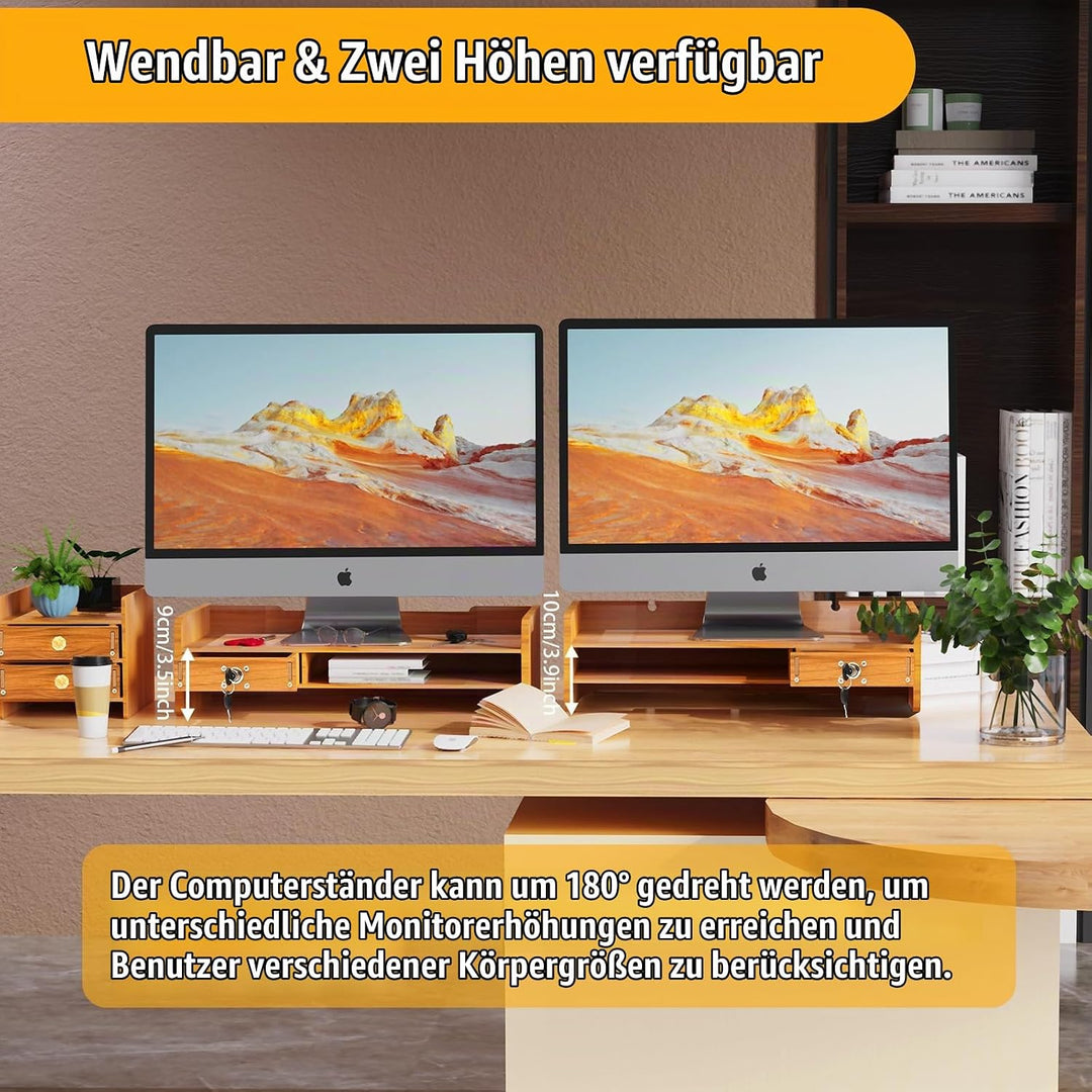 Monitorständer Holz Monitor Bildschirm Ständer mit Schublade Laptopständer Bildschirmerhöher Holz De