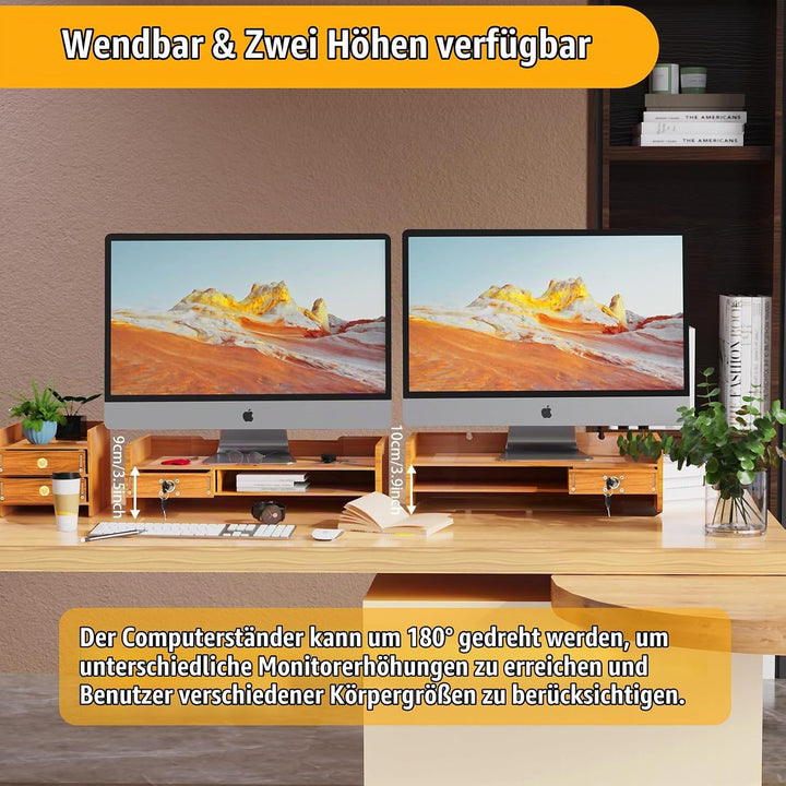 Monitorständer Holz Monitor Bildschirm Ständer mit Schublade Laptopständer Bildschirmerhöher Holz De
