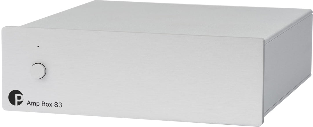 Pro-Ject Amp Box S3, Mikro-audiophiler Stereo-Endverstärker mit 2 x 50 W, Triggeranschluss, Silber