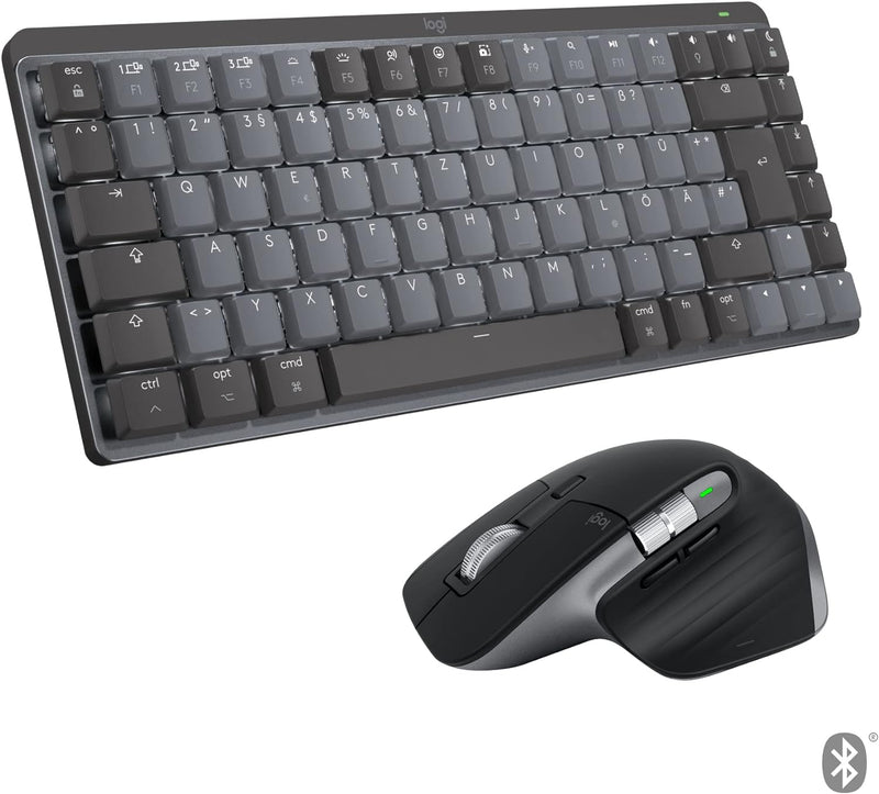 Logitech MX Mechanical Mini kabellose TKL-Tastatur mit Beleuchtung, Tactile Quiet, und MX Master 3S