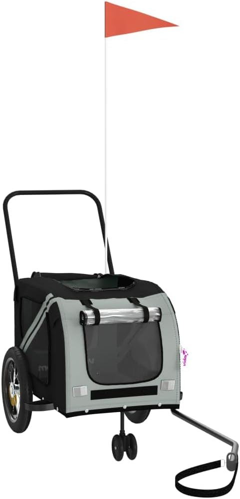 vidaXL Fahrradanhänger Hunde Hundeanhänger Hundetransporter Oxford-Gewebe Eisen Grau 122 x 52 x 53 c