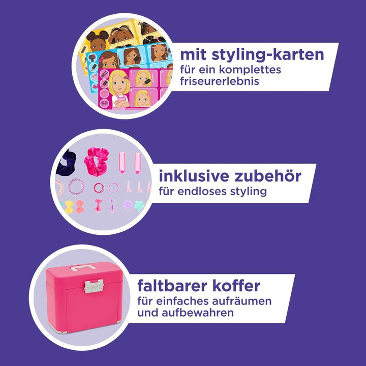 Casdon Ultimate Styling Case | Zusammenklappbarer Haarstylingkoffer für Kinder ab 3 Jahren | Enthält