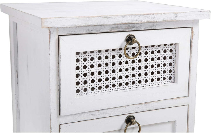 CARO-Möbel Nachttisch IRMA Nachtschrank für Boxspringbett Nachtkonsole mit 3 Schubladen weiss Vintag
