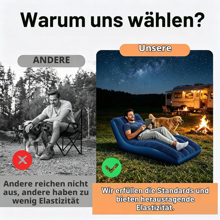 Aufblasbares Sofa, Aufblasbare Couch mit beflockter Oberfläche, Wasserdichtes Luftsofa, Sessel aufbl