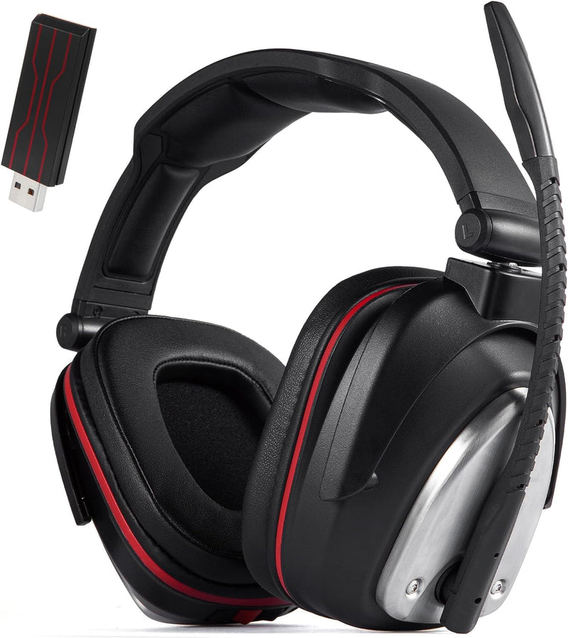 HUHD 2.4G Wireless Gaming Headset für PS4,PS4 Slim Nintendo Switch und PC Deep Bass und rotierende M