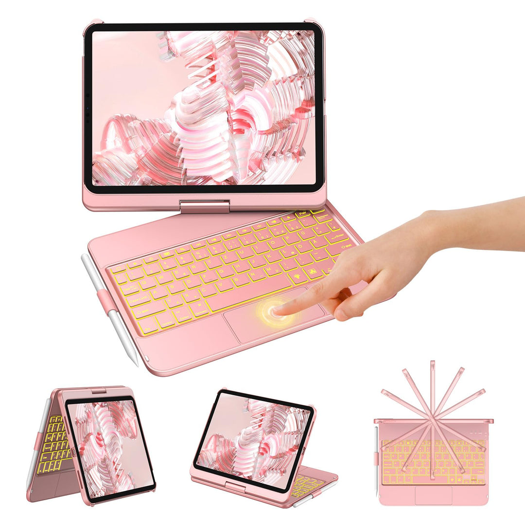KBCASE Bluetooth Tastatur Schutzhülle für iPad 10 (2022/11. Generation) A16 2025 (10,9/11 Zoll) Mit