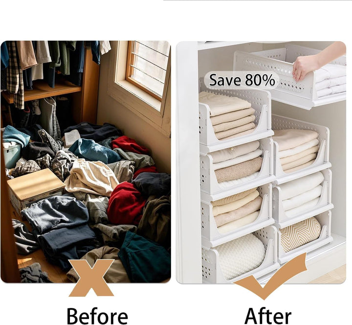 RMAN 6 Stück Kleiderschrank Organizer Faltbare Schrank Organizer Schubladenboxen Stapelbar Aufbewahr