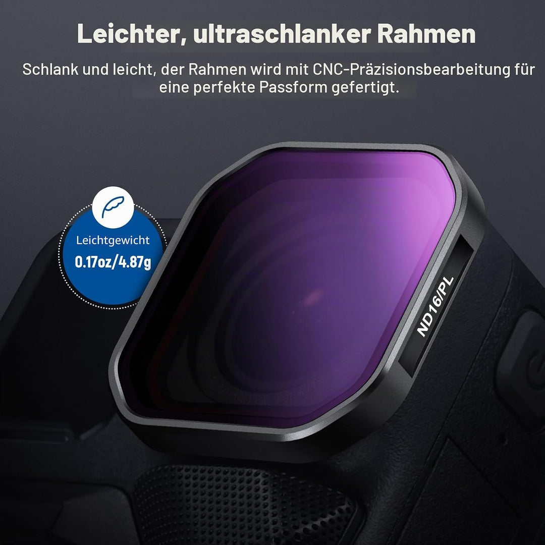 NEEWER 4er Pack ND/PL Filter Kompatibel mit Insta360 Ace Pro 2, ND8/PL+ND16/PL+ND32/PL+ND64/PL Grauf