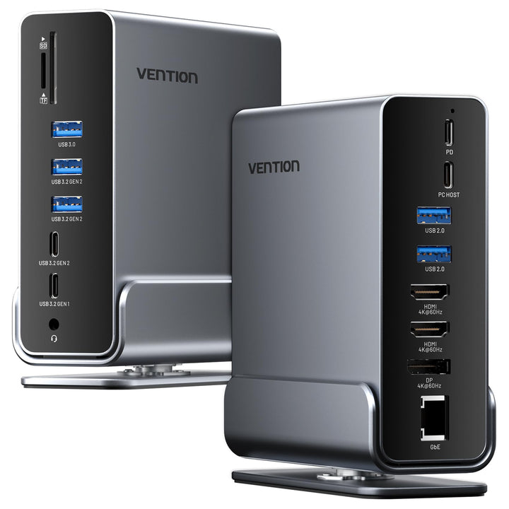 VENTION USB C Docking Station, 15-IN-1 DockingStation Laptop 3 Monitore Unterstützung 2*4K HDMI + DP