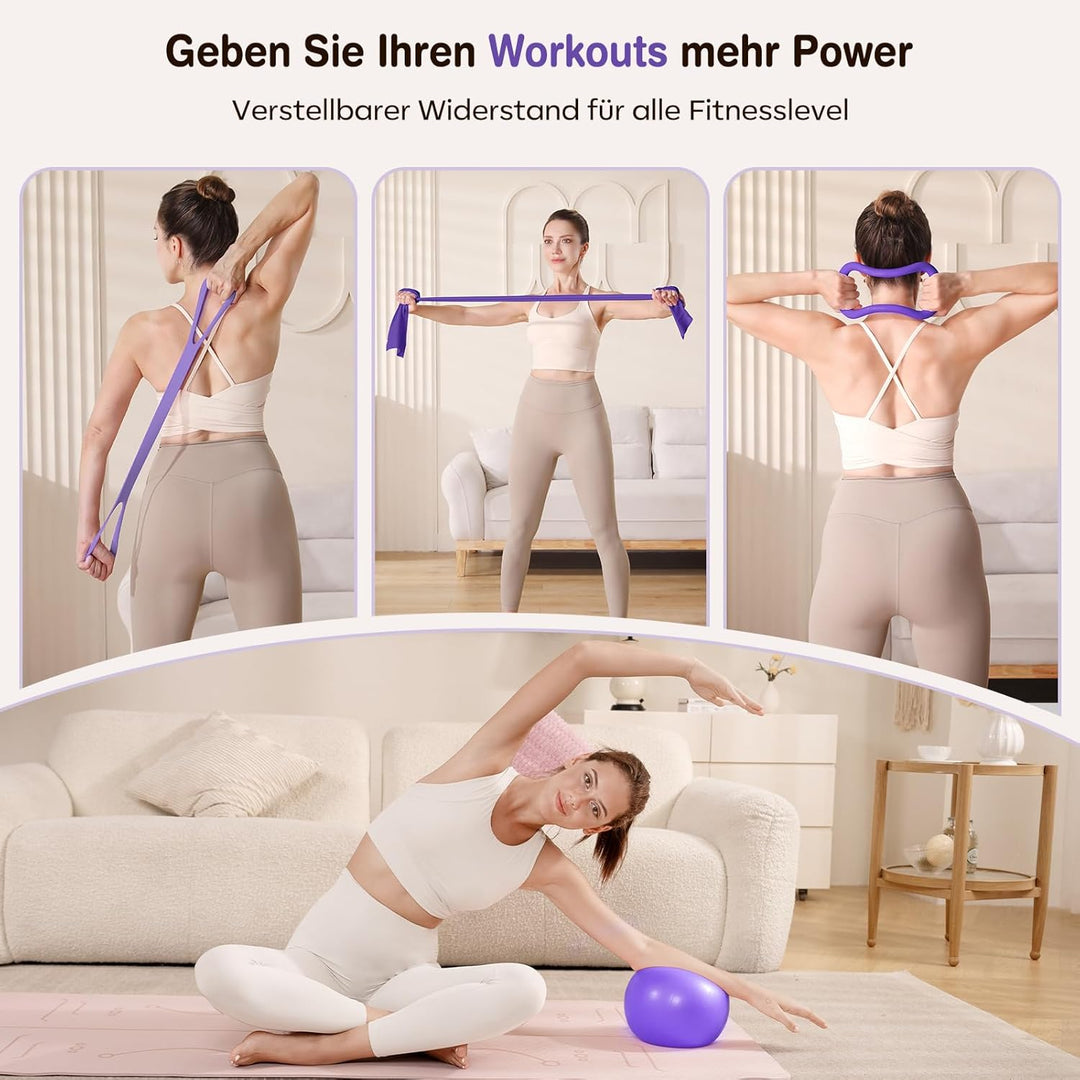 Pilates Kit 13 Stück Home Pilates Essentials Workout Kit mit 13" Ring, 10" Ball und Widerstandsbände