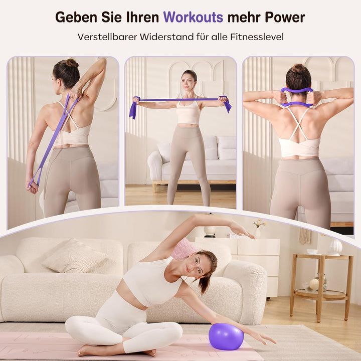 Pilates Kit 13 Stück Home Pilates Essentials Workout Kit mit 13" Ring, 10" Ball und Widerstandsbände