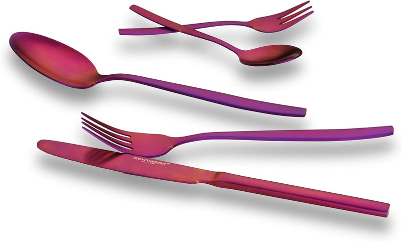ECHTWERK Tafelbesteck Positano - Purple Red Edition, 30-teilig, für 6 Personen, Edelstahl 18/10 - ma