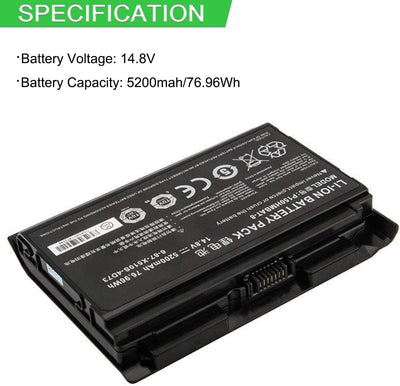 XITAIAN 14.8V 76.96Wh 6-87-X510S-4D73 P150HMBAT-8 Ersatz Laptop Akku für Clevo P150HM P151HM Sager N