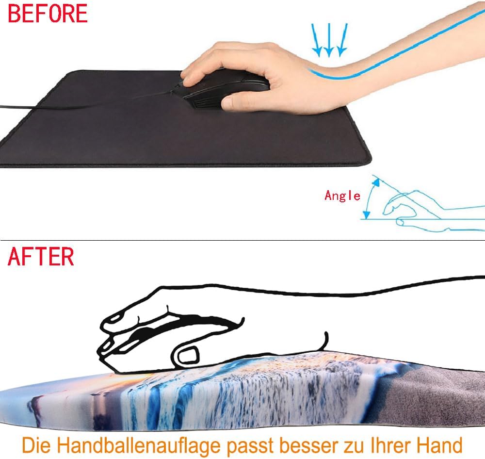 Mauspad mit Handgelenkauflage,Ergonomisches Mousepad zur Linderung von Schmerzen im Karpaltunnel, Me