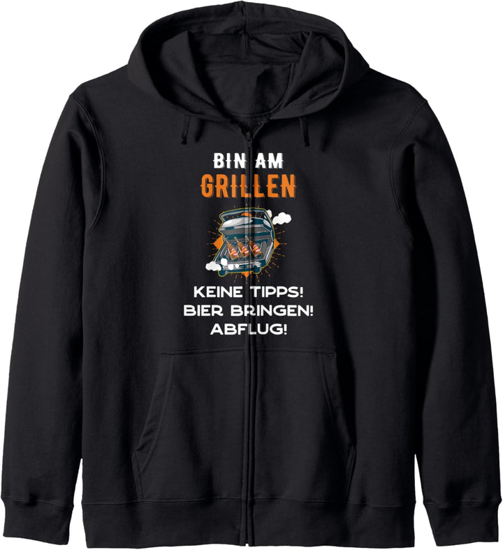Bin am Grillen keine Tipps Bier bringen Abflug Grillmeister Kapuzenjacke