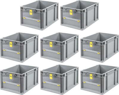 SuperSparSet 8x Eurobox NextGen Insight Cover | HxBxT 22x30x40 | 20 Liter | Niedrig/Gelb | Eurobehäl