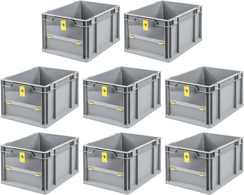 SuperSparSet 8x Eurobox NextGen Insight Cover | HxBxT 22x30x40 | 20 Liter | Niedrig/Gelb | Eurobehäl