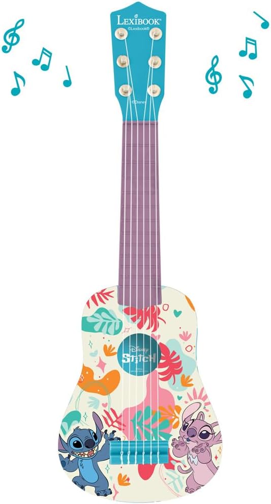 Lexibook, Disney Stitch, Meine erste Kinder-Gitarre, 6 Nylonsaiten, 53 cm, Inklusive Anleitung, Blau