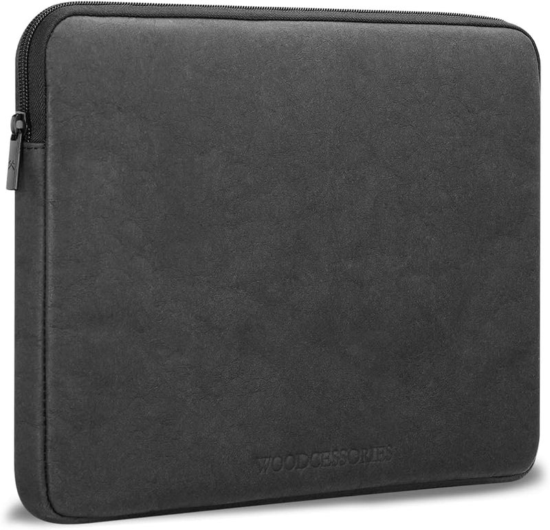 Woodcessories - Nachhaltige Laptoptasche kompatibel mit MacBook 15-16 Zoll Hülle Schwarz - aus Papie