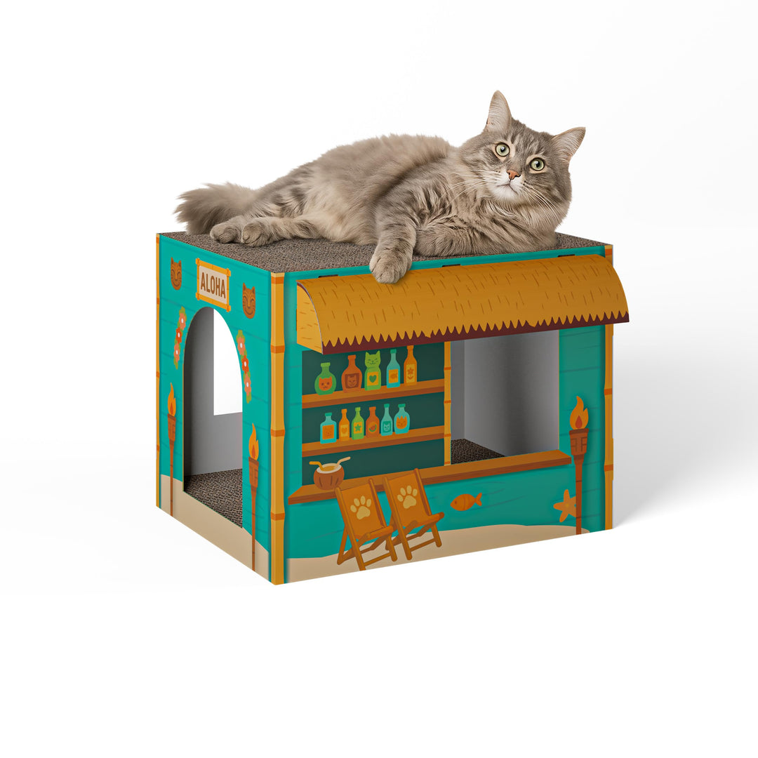 Cat’s Palace Katzenhaus Aloha Strandbar – Rückzugsort & Kratzmöbel mit 2 Kratzflächen für Katzen | 4