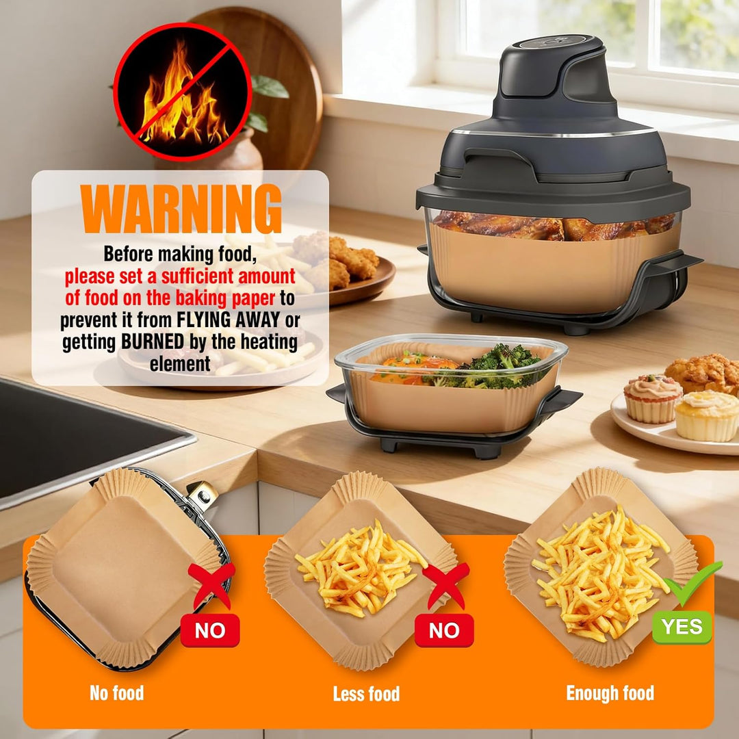 300 Stück Backpapier für Ninja CRISPi Heissluftfritteuse 3,8L/1,4L, Luftfritteusen Airfryer Zubehör