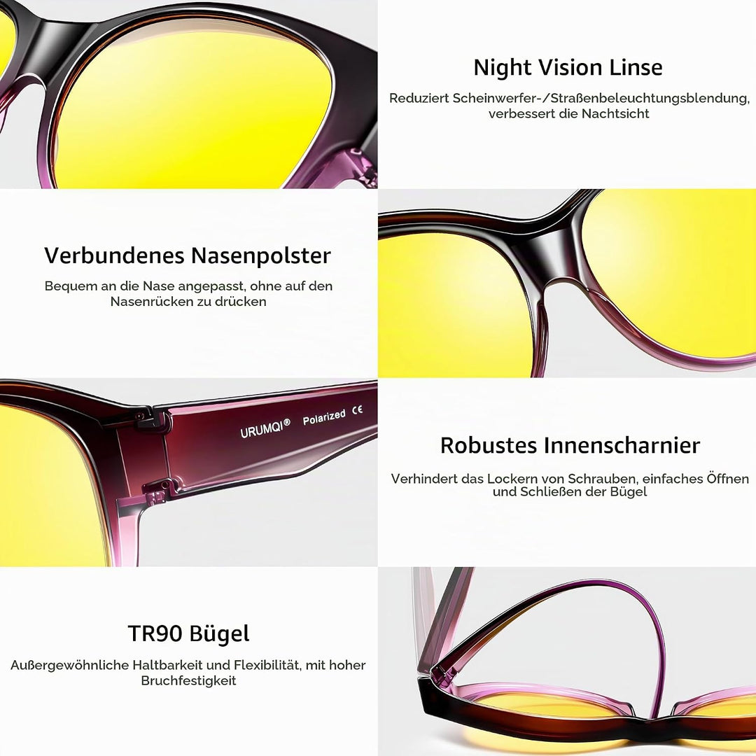 URUMQI Nachtsichtbrille für Autofahrer, Nachtfahrbrille Nachtbrille zum Autofahren Damen Herren, Aut
