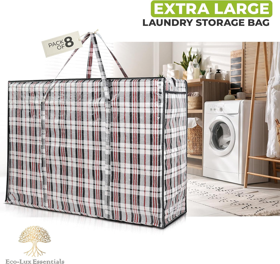Pro-Lux 8 Stück extra grosse Wäscheaufbewahrung Einkaufstaschen stark langlebig – XXL Umzugstaschen