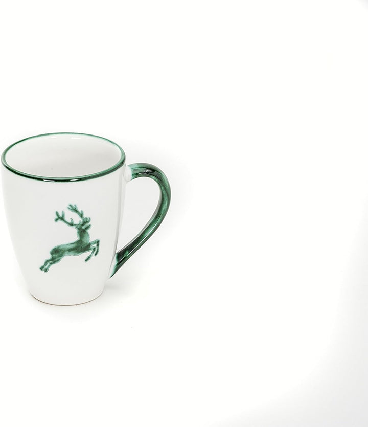 GMUNDNER KERAMIK Hüttenfrühstück Cup für 2 Geschirrset 6-teilig Grüner Hirsch Geschirr, handgemacht
