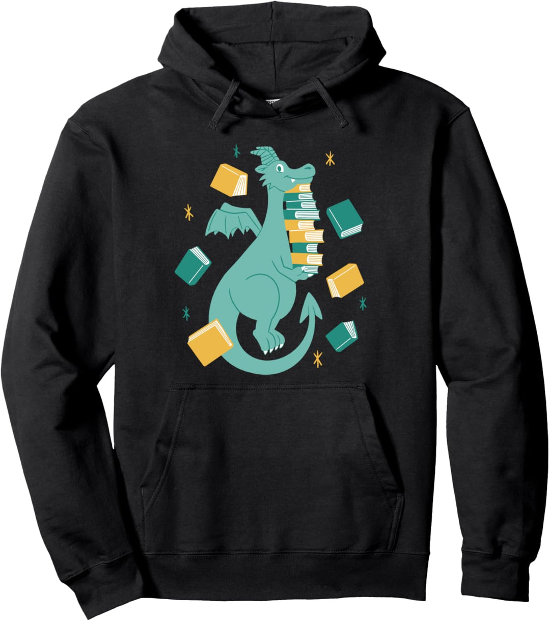 Drache trägt Buch Lesen Fantasy Pullover Hoodie