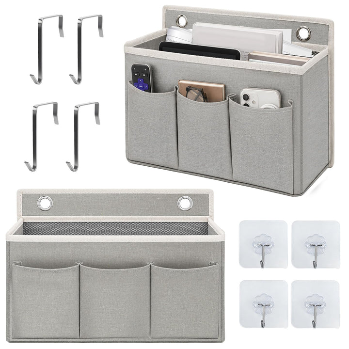 Hängeorganizer mit Haken 2 Stück Bett- &amp; Tür-Organizer zum Einhängen | Inkl. 4 Metallhaken &amp; 4 klebe