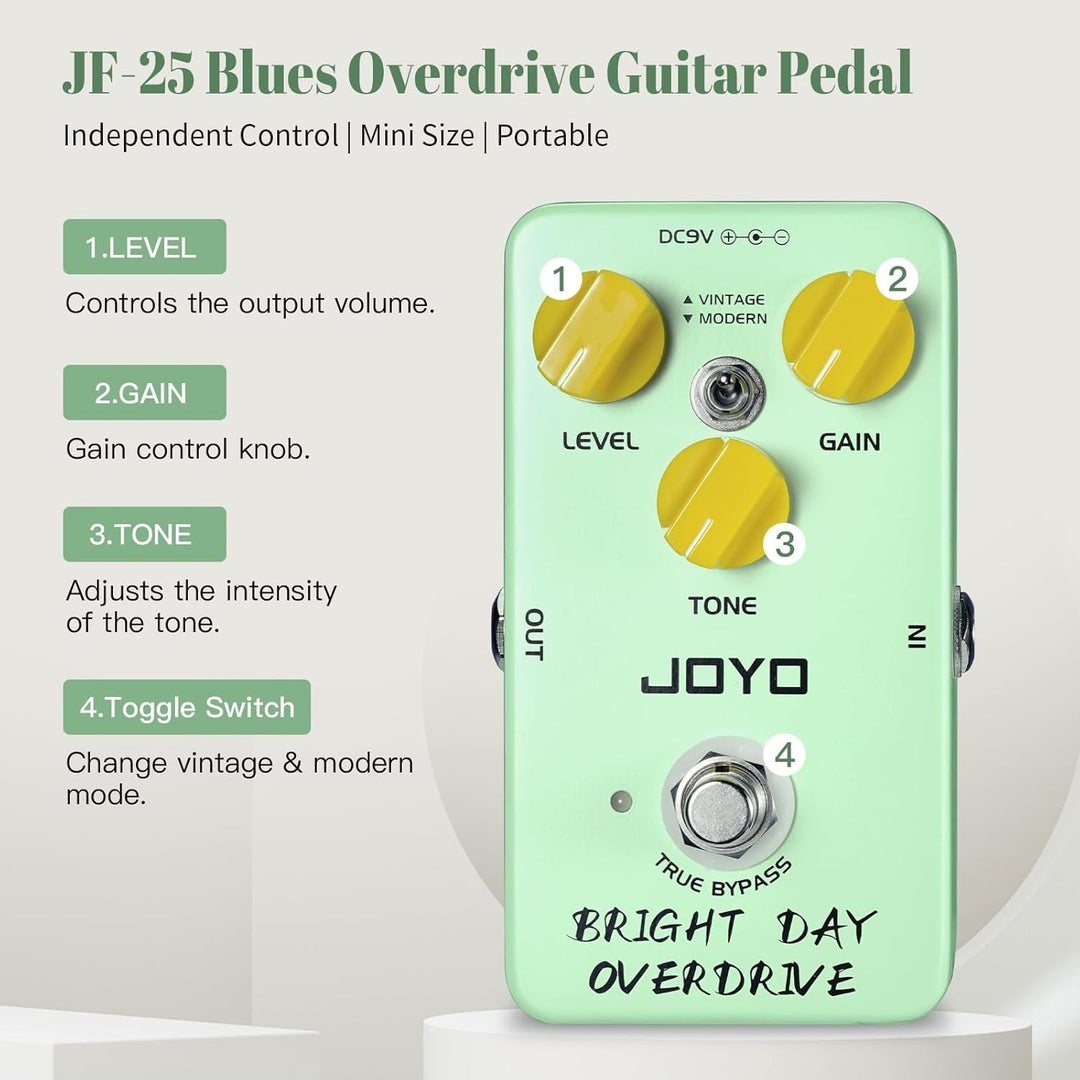 JOYO Blues Overdrive Gitarrenpedale, hohe Verstärkung, Overdrive von Vintage bis Modern, für E-Gitar