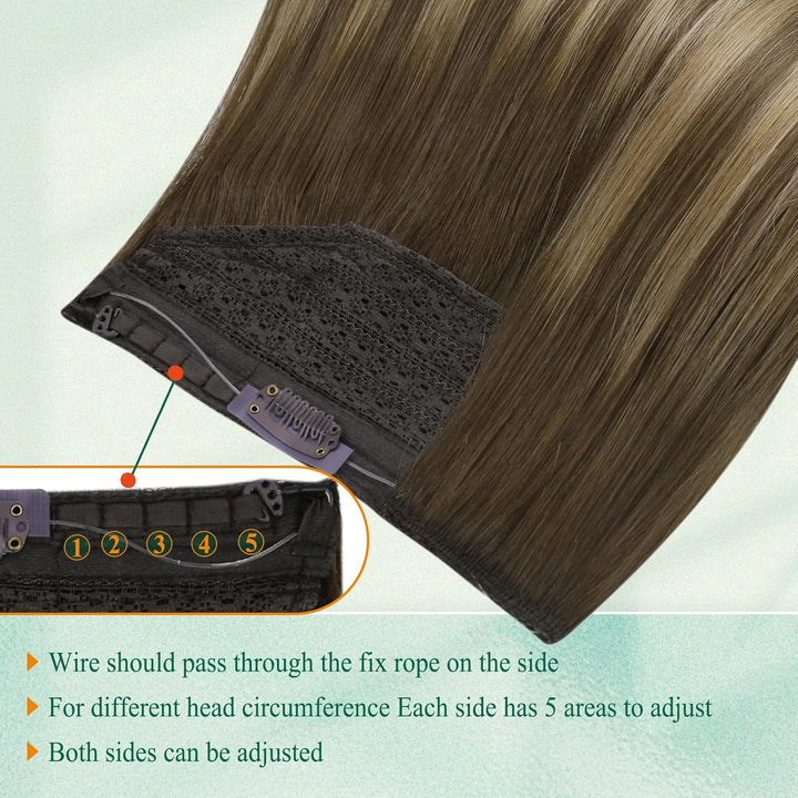 Easyouth Draht Extensions Echthaar Balayage Haarteil Extensions mit Draht Remy Wire on Extension Ech