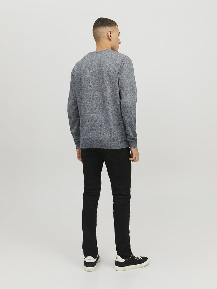 JACK & JONES Male Strickpullover mit Rundhals Einfarbig Strickpullover mit Rundhals Blau (Navy Blaze