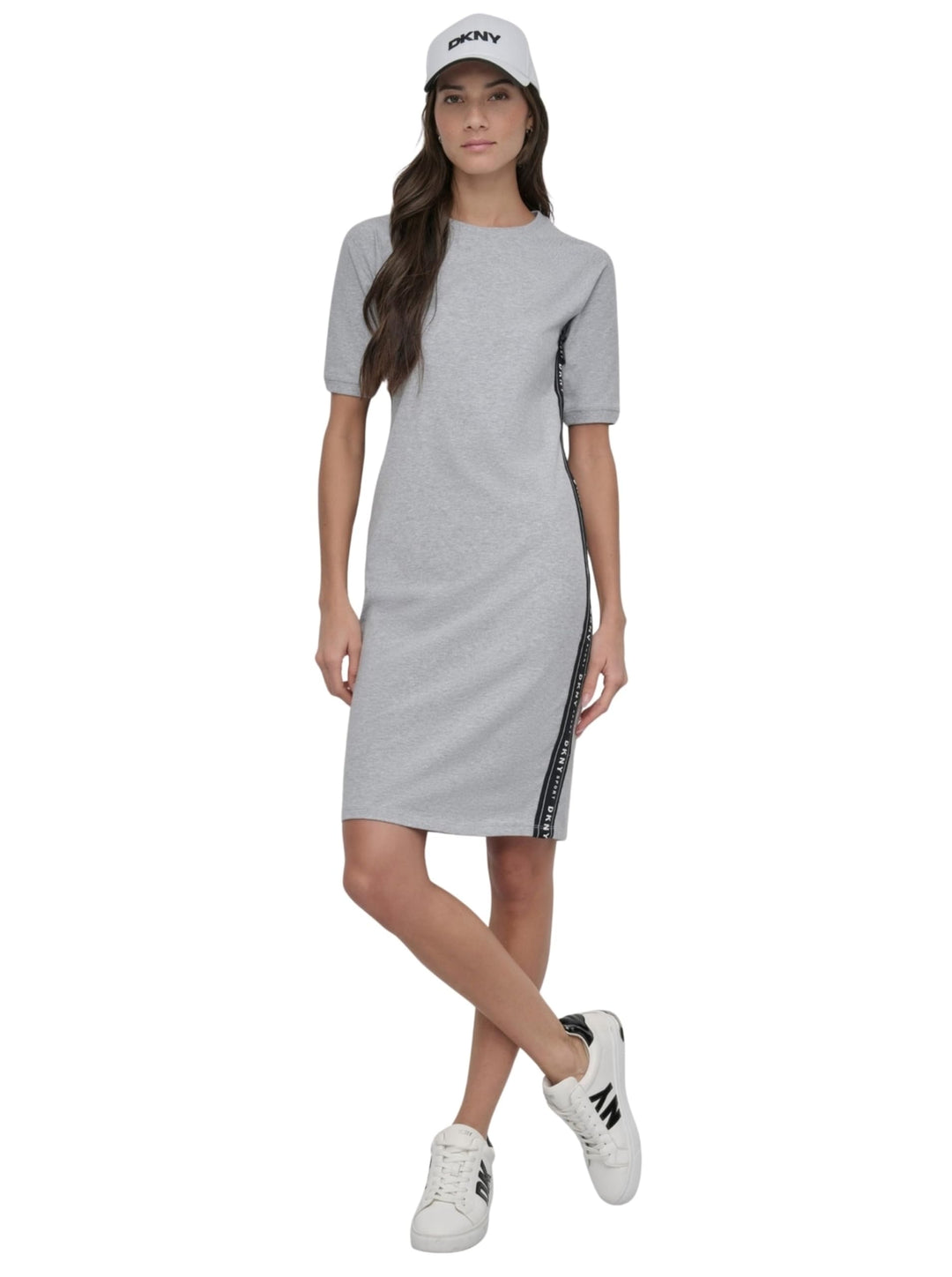 DKNY Damen Dropout Logo Sneaker Dress Lssiges Kleid S Pearl, S Pearl