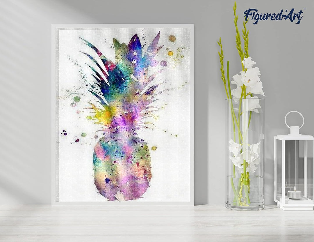 Figured'Art Diamond Painting Erwachsene 40x50cm Ganze Leinwand gerollt Ananas 5D Bilder Eckige Stein