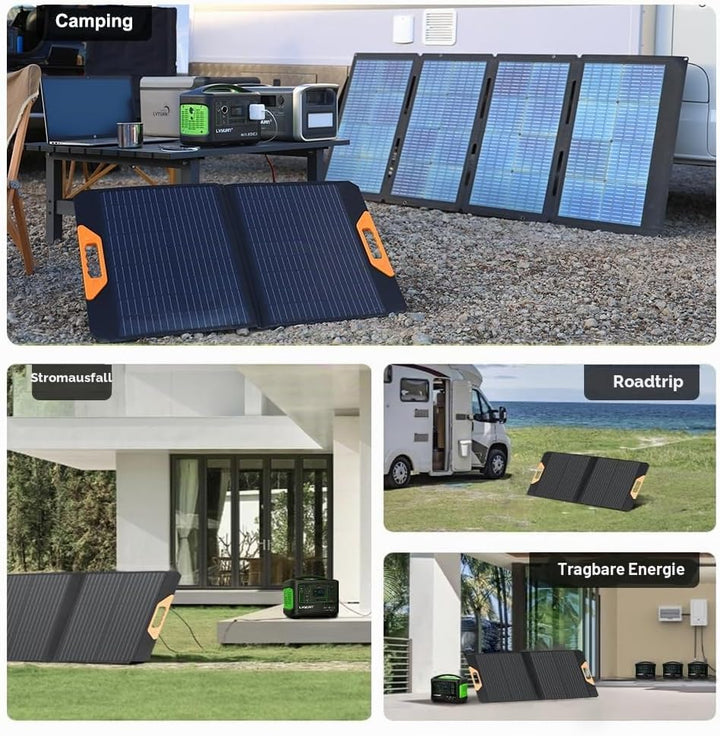 Yinleader 70W Falttragbares Solarmodul, 23% Umwandlungseffizienz, Wasserdicht Tragbares Ladegerät So