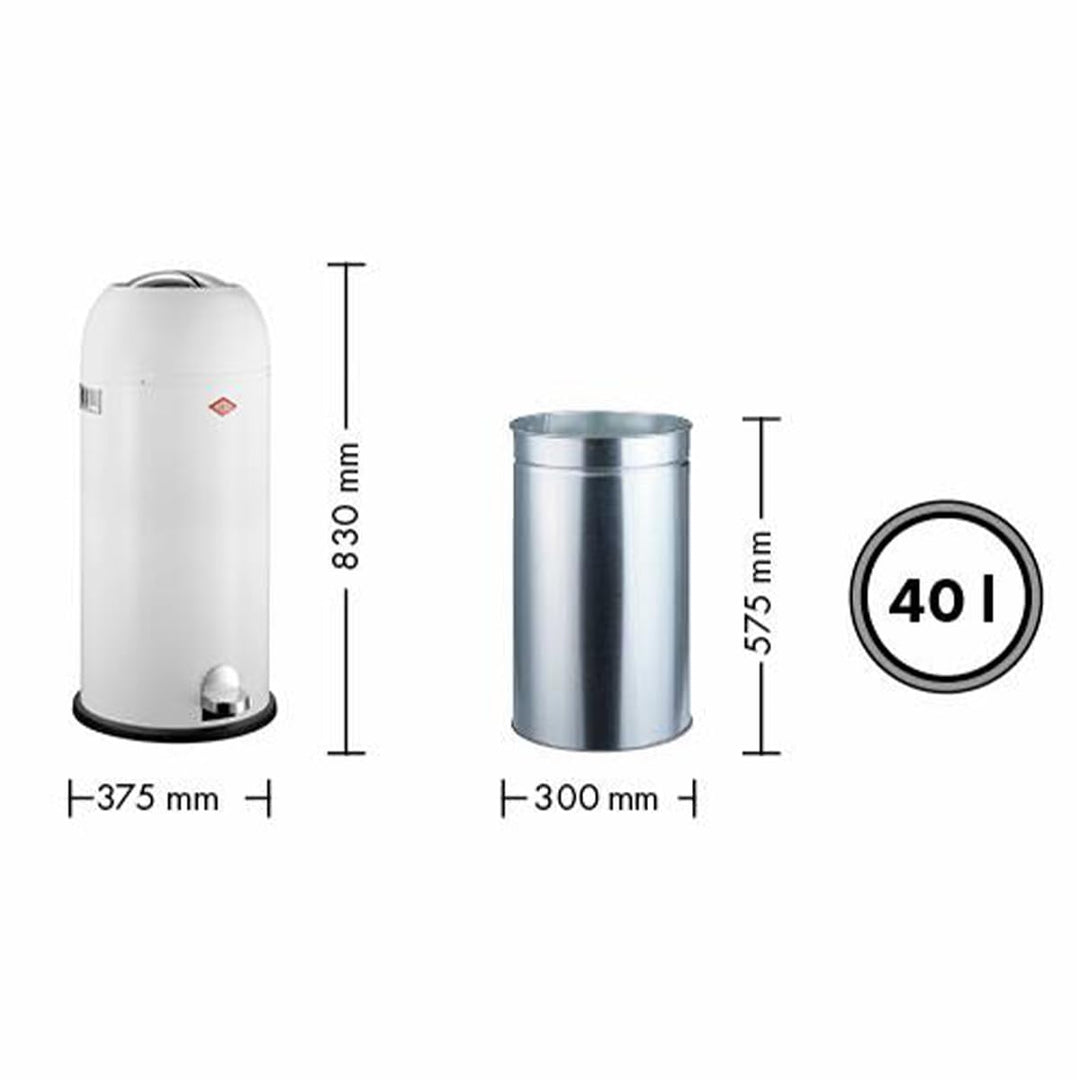 Wesco Kickmaster Maxi Abfallsammler in der Farbe mandel, pulverbeschichtetes Stahlblech, eingebauter