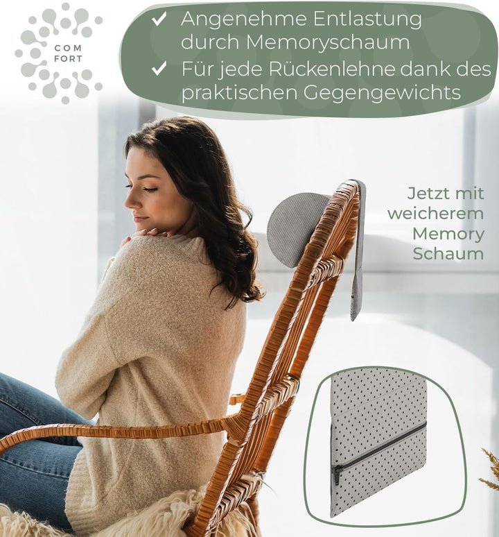 Nackenrolle für Sessel mit Gegengewicht (100% Memory Schaum), Nackenkissen Sofa Couch hängend, Nacke