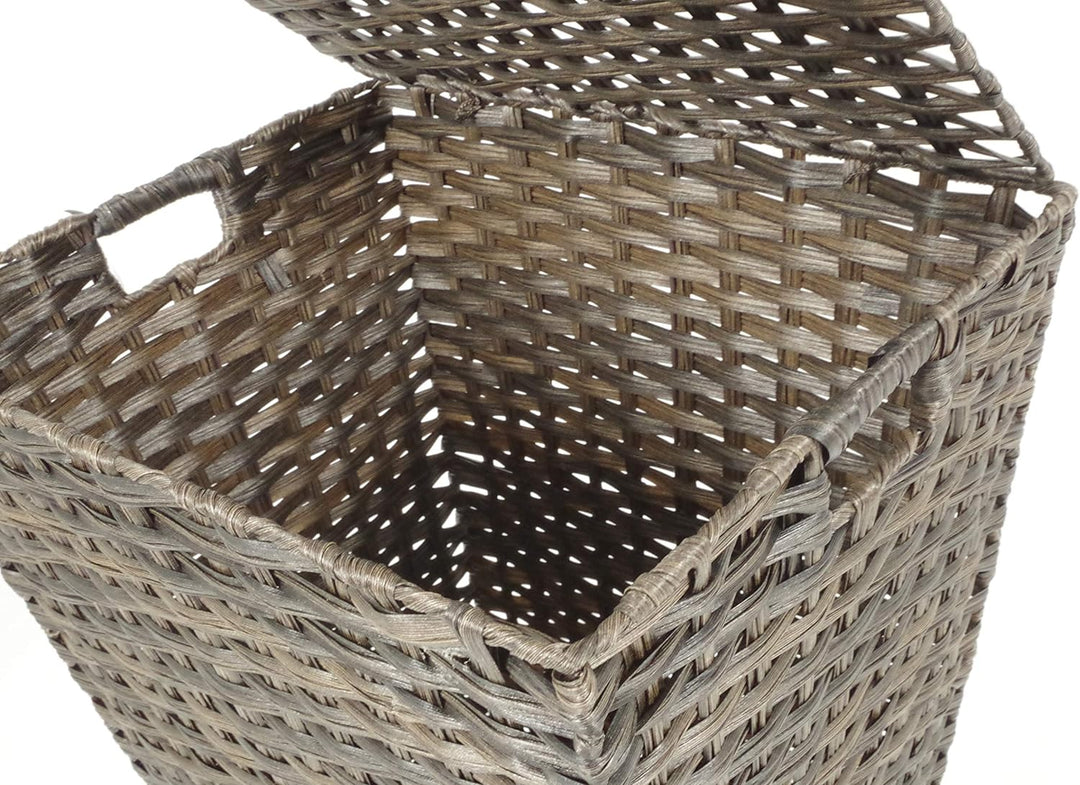 Kobolo Wäschebehälter mit Rollen aus braunem Polyrattan