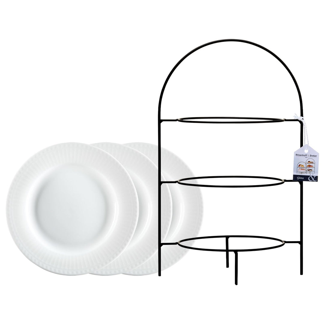 Ritzenhoff & Breker Tjäna Etagère 3-stufig mit Tellern, 37 cm, Servierturm inkl. 3 Dessertteller Sof