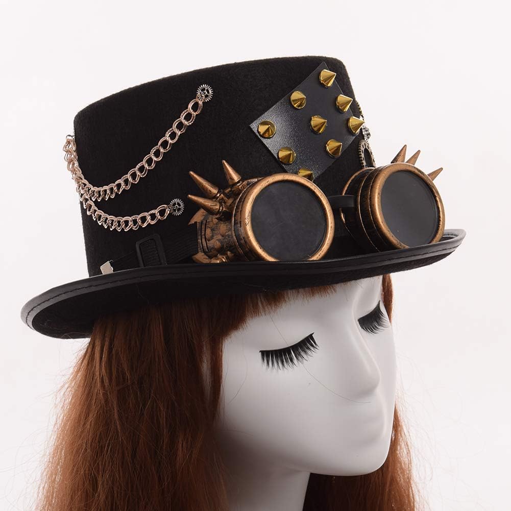 GRACEART Zauberkasten Steampunk Zylinder Hut Steampunk Herren and Steampunk Damen with Goggles, Gear
