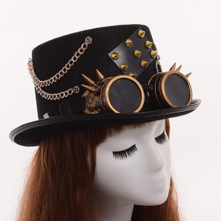 GRACEART Zauberkasten Steampunk Zylinder Hut Steampunk Herren and Steampunk Damen with Goggles, Gear