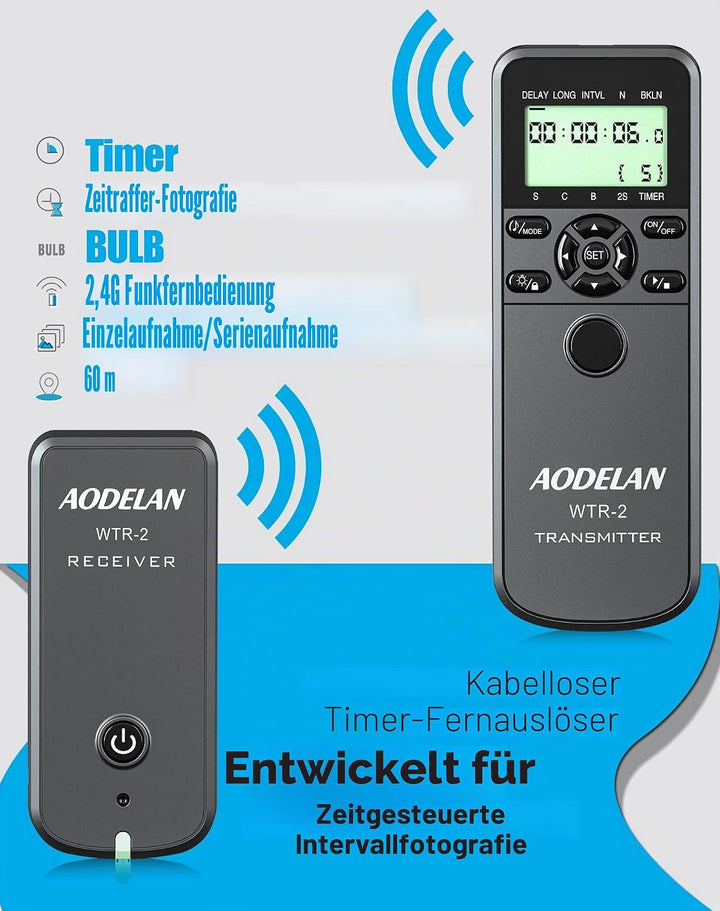 AODELAN Kompatibel mit Sony Kamera-Auslöser, digitaler Timer-Fernauslöser für Sony ILCE-a1, a9, a9M2