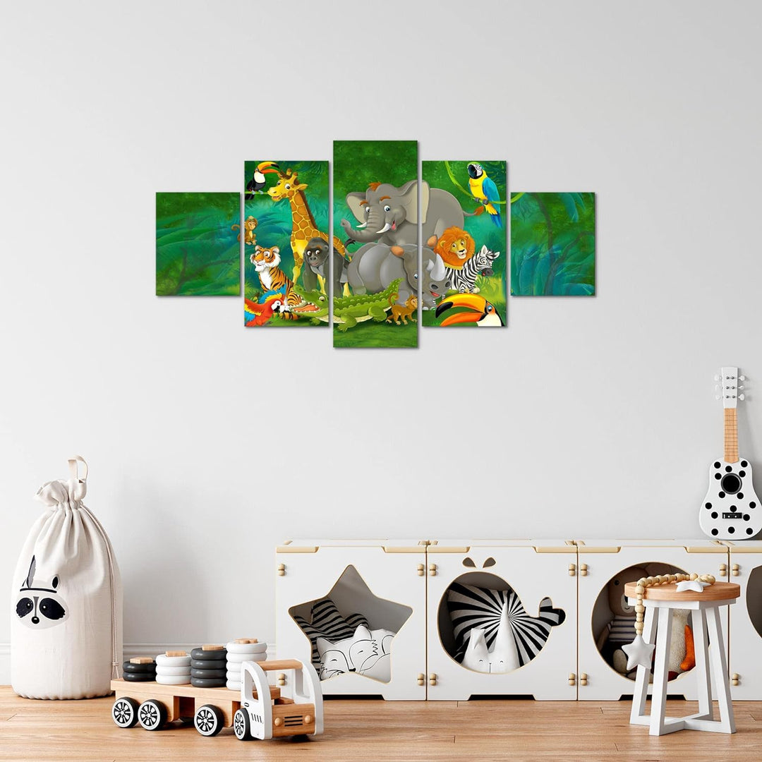 Runa Art Wandbilder Afrika Affen 5 Teilig Bild auf Vlies Leinwand Deko Wohnzimmer Schlafzimmer Kinde