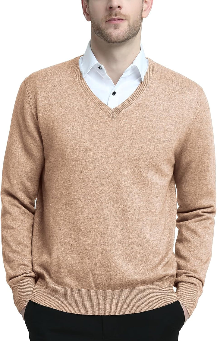 Kallspin Herren Strickpullover aus Wollmischung V-Ausschnitt Langarm Comfort Fit Pullover S Kaffee,