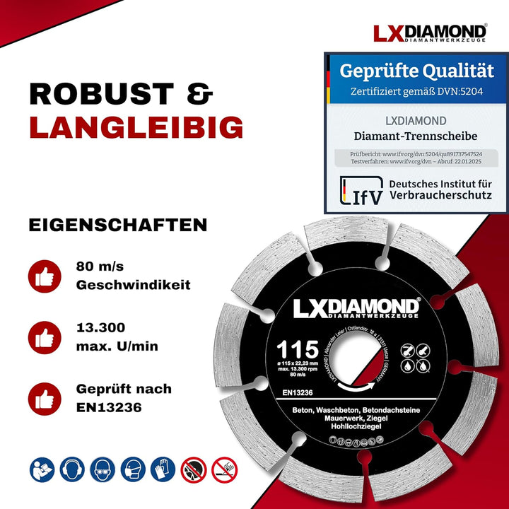 Diamant-Trennscheibe 2x 115mm x 22,23mm - für Winkelschleifer Mauernutfräse Schlitzfräse - Diamantsc